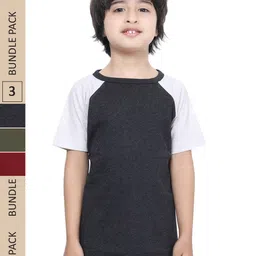 IndiWeaves Boys Pack Of 3 Pure Cotton T-shirts-image-5