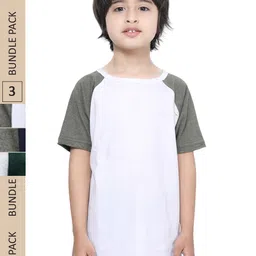 IndiWeaves Boys Pack Of 3 Colourblocked Raglan Sleeves Pure Cotton T-shirt-picture-48