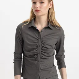 DeFacto Women Typography Striped V-Neck Pockets T-shirt image 1