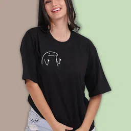 Mad Over Print Women Extended Sleeves Monochrome Pockets T-shirt-image-95
