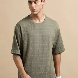 Bushirt Self Design Round Neck Short Sleeves Oversized  T-shirt-picture-28