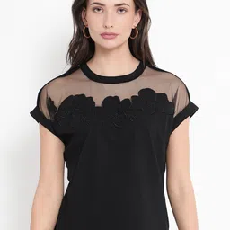 RAREISM Floral Embroidered Extended Sleeves Cotton T-shirt-picture-25