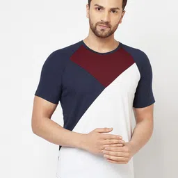 GLITO Colourblocked Round Neck Cotton T-shirt-image-38