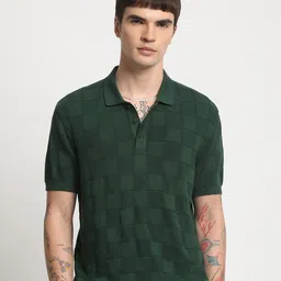 THE BEAR HOUSE Checked Polo Collar Cotton T-shirt-picture-28