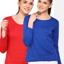 appulse Women Red & Blue Pack of 2 Cotton T-shirt-image-72