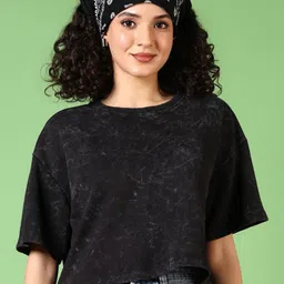 V-Mart Women Abstract Printed Round Neck Cotton Relaxed Fit T-shirt-picture-25