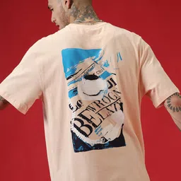 WROGN Graphic Printed Drop-Shoulder Sleeves Oversized Casual T-shirt image 1