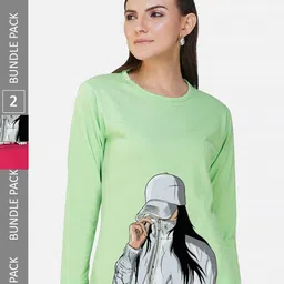 CHOZI Pack Of 2 Graphic Printed Round Neck Cotton T-shirt-picture-20