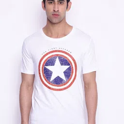 Marvel by Wear Your Mind Men White Blue Captain America Printed Pure Cotton T-shirt-picture-23