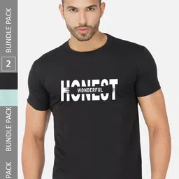CHOZI Pack Of 2 Printed Cotton T-shirt image 1