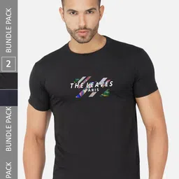 CHOZI Pack Of 2 Printed Cotton T-shirt image 1