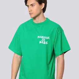 Besick Men Typography Printed Drop Shoulder Sleeves Oversized T-shirt-image-78