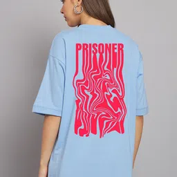 Imsa Moda Printed Drop Shoulder Cotton Oversized Longline T-shirt-image-62