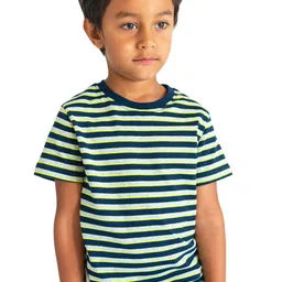 Campana Kobe Boys Striped Half Sleeves Round Neck Cotton T-shirt-picture-19