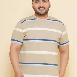 John Pride Plus Size Horizontal Striped Cotton T-shirt-picture-27