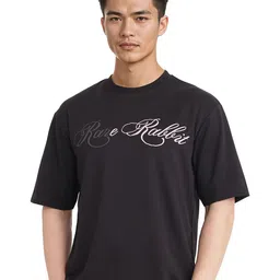 RARE RABBIT Men LOP Typography Printed Round Neck Cotton Relaxed Fit T-shirt-picture-56
