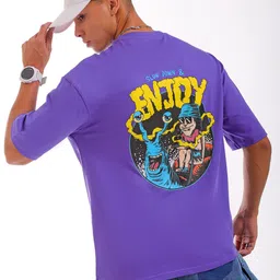 The Indian Garage Co Men Back Printed Round Neck Boxy Oversized T-shirt-image-70