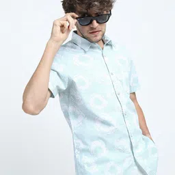 LOCOMOTIVE Men Blue Slim Fit Floral Printed Casual Shirt-picture-37