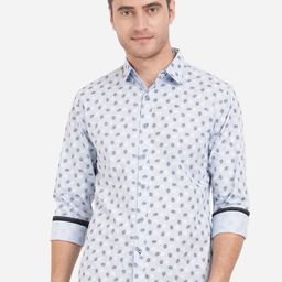Greenfibre Men Blue Slim Fit Floral Printed Cotton Casual Shirt-picture-15