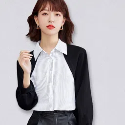 JC Collection Women White and Black Striped Polyester Casual Shirt-image-98