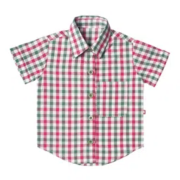 Nino Bambino Boys White & Pink Regular Fit Checked Casual Shirt-picture-24