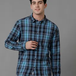 Voi Jeans Tartan Checks Classic Slim Fit Cotton Casual Shirt-image-41