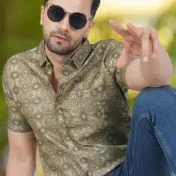 BASE 41 Ethnic Motifs Printed Slim Fit Casual Shirt-image-50