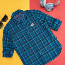 Pantaloons Junior Boys Tartan Checks Cotton Casual Shirt-image-72
