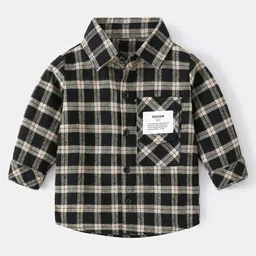 StyleCast Boys Black Spread Collar Checked Regular Fit Cotton Casual Shirt-image-0