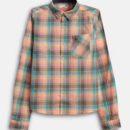 BONKIDS Boys Spread Collar Tartan Checked Cotton Casual Shirt-picture-33