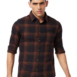 SPYKAR Slim Fit Opaque Checked Cotton Casual Shirt-image-79