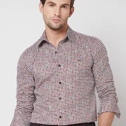Mufti Spread collar Long Sleeves Slim Fit Checked Casual Shirt image 1