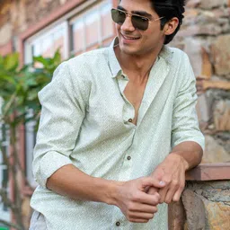 Shasak Classic Fit Geometric Printed Spread Collar Cotton Casual Shirt-picture-41