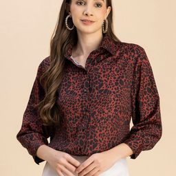 Moomaya Printed Spread Collar Three-Quarter Sleeves Spread Collar Casual Shirt-picture-22