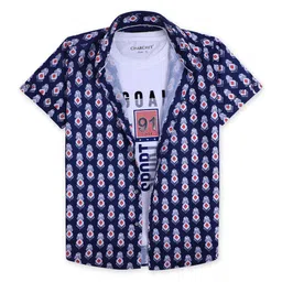 CAVIO Boys Polka Dot Opaque Printed Casual Shirt & T-Shirt-picture-55