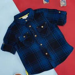 Pantaloons Baby Boys Checked Spread Collar Roll-Up Sleeves Cotton Casual Shirt-image-87