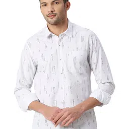 SNX Classic Tailored Fit Abstract Printed Pure Cotton Casual Shirt image 1