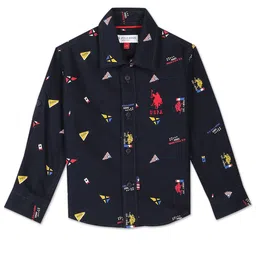 U.S. Polo Assn. Kids Boys Spread Collar Conversational Printed Pure Cotton Casual Shirt-picture-36