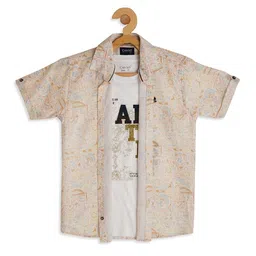 CAVIO Boys Comfort Fit Floral Printed Opaque Casual Shirt With Printed T-shirt-picture-27