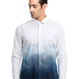 Rohit Gandhi + Rahul Khanna Comfort Ombre Printed Cotton Casual Shirt-picture-14