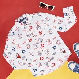 Pantaloons Junior Boys Conversational Printed Cotton Casual Shirt-picture-57