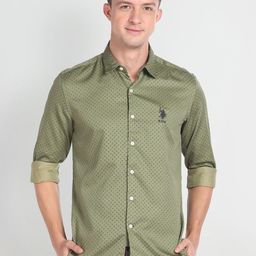 U.S. Polo Assn. Denim Co. Slim Fit Micro Disty Printed Pure Cotton Shirt-picture-31