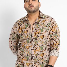 Instafab Plus Men Plus Size Classic Spread Collar Abstract Printed Cotton Casual Shirt-picture-31