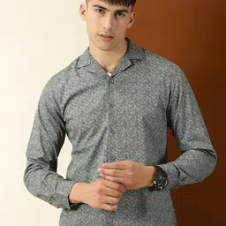 Thomas Scott Classic Floral Printed Cuban Collar Cotton Casual Shirt-image-49