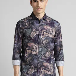 SIMON CARTER LONDON Abstract Printed Slim Fit Cotton Casual Shirt-picture-15