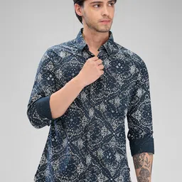 SPYKAR Men Abstract Printed Spread Collar Slim Fit Casual Shirt image 1