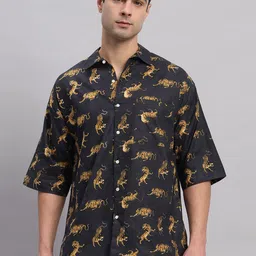 HANDICRAFT PALACE Comfort Conversational Printed Oversized Pure Cotton Casual Shirt-image-26