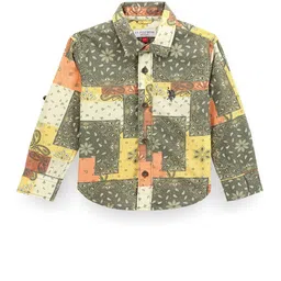 U.S. Polo Assn. Kids Boys Classic Ethnic Printed Spread Collar Cotton Casual Shirt-image-83