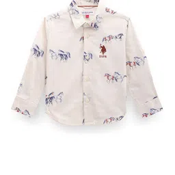 U.S. Polo Assn. Kids Boys Classic Graphic Printed Twill Spread Collar Casual Shirt image 1