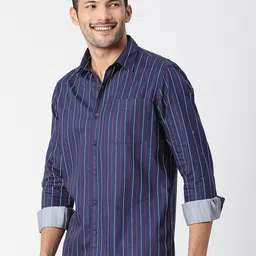 SNX Tailored Fit Striped Pure Cotton Casual Shirt-picture-11